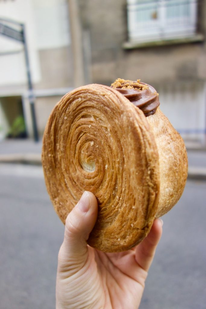 New-York roll de biais avec un topping chocolat et speculoos